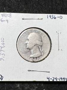 lot 14 image: 1936-D US WASHINGTON QUARTER