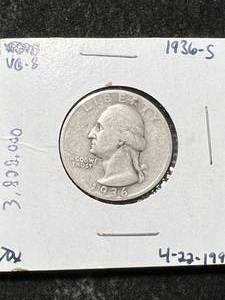 lot 25 image: 1936-S US WASHINGTON QUARTER
