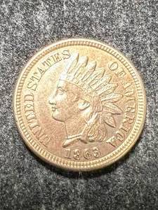 lot 55 image: 1863 US INDIAN HEAD CENT C.N. UNC