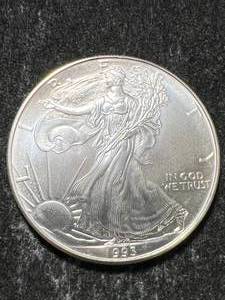 lot 65 image: 1993 AMERICAN SILVER EAGLE 1 TROY OZ .999 FINE SILVER