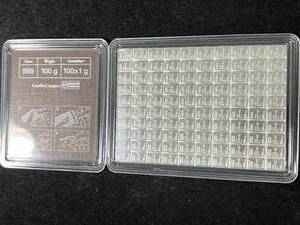lot 76 image: 100 GRAMS .999 FINE SILVER VALCAMBI SUISSE BAR