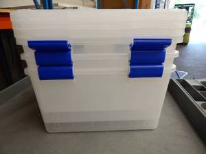 lot 7 image: Set of 3 IRIS 44 Quart Weatherpro storage bins
