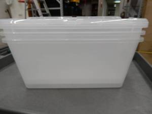 lot 59 image: Set of 3 bins, 1 lid, Greenmade Multi-use Storage Container, 45 Quart