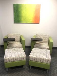lot 13 image: Lounge Chair w Tablet Arm, Ottoman and Canvas Print
