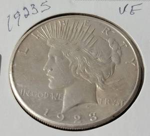 lot 11 image: 1923-S Silver Peace Dollar - VF