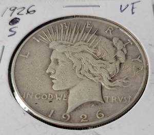 lot 17 image: 1926-S Silver Peace Dollar - VF