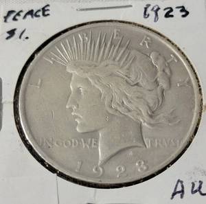 lot 18 image: 1923-S Silver Peace Dollar - AU