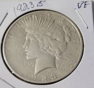 lot 20 image: 1923-S Silver Peace Dollar - VF