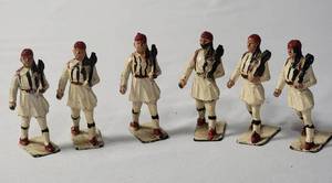 lot 41 image: 6-Vintage White Precast British Navy Soldiers standing guard. - Made by JOHILLCO in the 50s