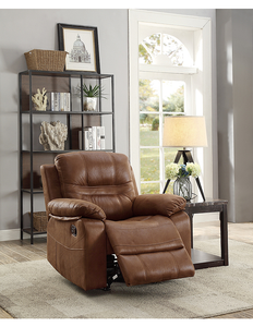 lot 44 image: Poundex Silvan Leather-Look Recliner Rocker - Brown
