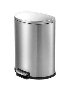 lot 51 image: Qualiazero 13.2-Gallon Stainless Steel D-Shape Step Trash Can
