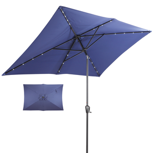 lot 53 image: Sun-Ray 6-14 x 9-12 Rectangular Steel Solar-Lighted Market Umbrella
