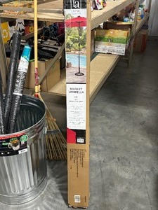 Market Umbrella 9 Foot Red with LED Lights