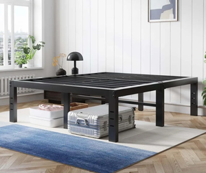 lot 275 image: Brand New Queen Size Black Metal Bed Frame 18 H $73.45 Retail