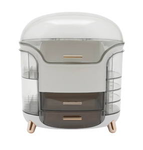 lot 202 image: Brand New Desktop Cosmetics Box Dust Proof Makeup Organizer Grey $75.48 Retail
