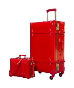 lot 220 image: Brand New Urecity Red Vintage Lightweight Spinner Luggage Set of 2 - One 12 Travel Bag One 26 Luggage Bag $269.99 Retail