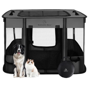 lot 246 image: Brand New Romantic Bear Pet Playpen Medium Grey 32L x 24W x 22H $45.99 Retail