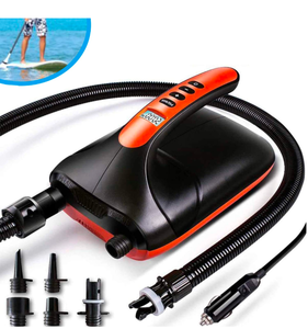 lot 253 image: Brand New Tuomico 20PSI High Pressure SUP Electric Air Pump, Dual Stage Inflation Paddle Board Pump for Inflatable Stand Up Paddle Boards, Boats, Kayak,12V DC Car Connector $59.99 Retail