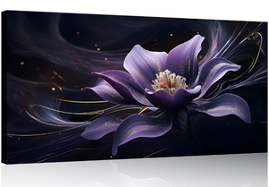 lot 256 image: Brand New Purple Flower Canvas Wall Art  20 x 40 $89.99 Retail