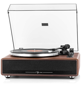lot 259 image: Brand New High Fidelity Belt Drive Turntable with Built In Speakers, Vinyl Record Player with Magnetic Cartridge, Bluetooth Playback and Aux In $199.99 Retail