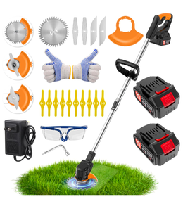 lot 266 image: Brand New Electric Weed Wacker Cordless Stringless, Grass Trimmer with 2 Batteries, 1 Charger, 3 Types Blades, Battery Powered $63.77 Retail