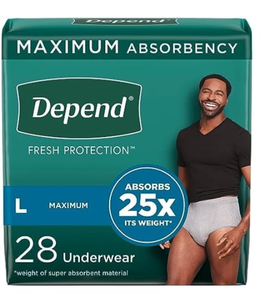 lot 230 image: Brand New Depend Incontinence Underwear for Men, Large (35-43 Waist), 56 Count $56.99 Retail