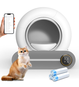 lot 281 image: Brand New Self Cleaning Cat Litter Box, 65L 9 L Extra Large Robot Automatic Litter Box for Multiple Cats, APP Control, Deodorization & Negative ion Sterilization White $259.99 Retail