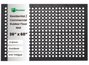 lot 290 image: Brand New Envelor Anti Fatigue Rubber Floor Mat Non Slip for Floors Black 36 x 60 $118.99 Retail