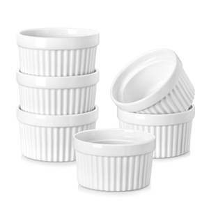 lot 300 image: Brand New Malacasa Ramekin Porcelain Baking Bowls Set of 6 White