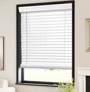 lot 307 image: Brand New LazBlinds 2 in Cordless Faux Wood Blinds with Royal Valance Room Darkening 35 x 72 White $67.99 Retail