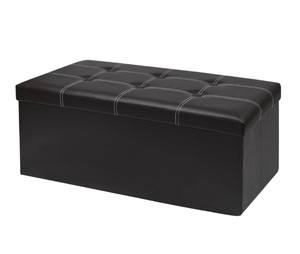 lot 319 image: Brand New 30 Folding Storage Ottoman Bench Faux Leather Footrest Trunk $38.99 Retail