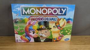 lot 332 image: Brand New Monopoly Unicorns VS Llamas Edition Board Game