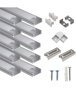 lot 345 image: Brand New 10 Pack 3.3ft U Shaped LED Aluminum Channel System with Milky Cover End Caps and Mounting Clips