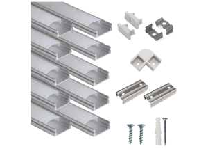 lot 346 image: Brand New 10 Pack 3.3ft U Shaped LED Aluminum Channel System with Milky Cover End Caps and Mounting Clips