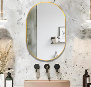 lot 353 image: Brand New Gold Wall Mounted Mirror 20 x 30 Oval $56.99 Retail