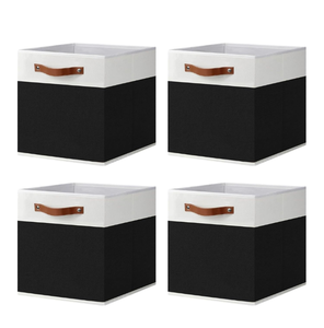 lot 362 image: Brand New 13 x 13 x 13 Cube Storage Bins Black White and Brown