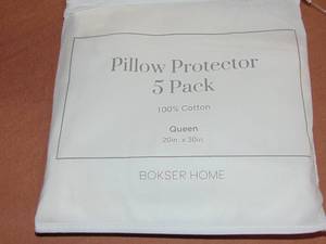 lot 12 image: 5 Pack Zip Pillow Protector, 100% Cotton Queen  White
