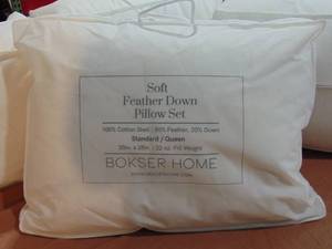 lot 17 image: 2 Pack Soft White Duck Feather & Down Bed Pillow Standard-Queen