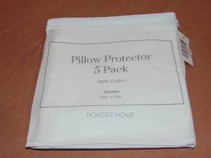 lot 25 image: 5 Pack Zip Pillow Protector, 100% Cotton Queen  White