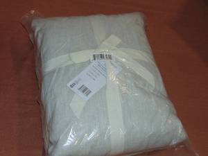 lot 37 image: 50 Inch X 108 Inch Pebble Heather 100% French Linen Window Curtain Set  BOKSER HOME