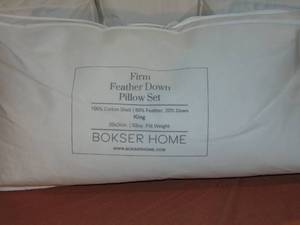 lot 70 image: 2 Pack King Firm White Duck Feather & Down Bed Pillow  BOKSER HOME