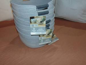 lot 93 image: 6 Pack Rope Basket - Gray 15x12x6
