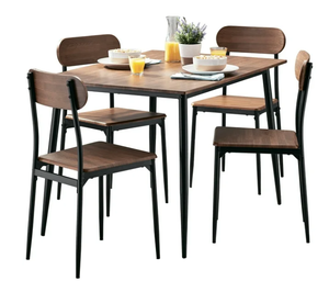 lot 22 image: 5PCS Mainstays Modern Wood & Metal Dining Room Set, Seats 4 for Indoor
