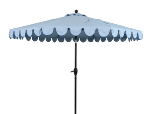 lot 37 image: Better Homes & Gardens 9 Blue Scallop Patio Umbrella