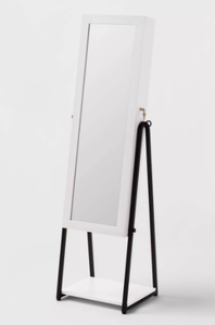 lot 57 image: Jewelry Cabinet with Mirror - Brightroom Full-Length Organizer, MDF, Rectangle, White, 60.75