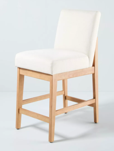 lot 72 image: Upholstered Natural Wood Slipper Counter Stool - Hearth & Hand