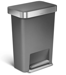 lot 157 image: Simplehuman 45L Rectangular Liner Rim Plastic Step Trash Can