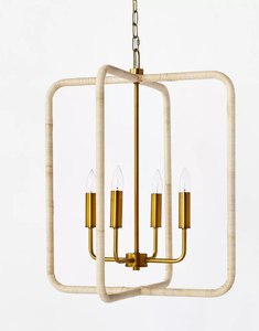 lot 217 image: Rattan Lantern Ceiling Pendant Brass - Threshold designed with Studio McGee 4-Bulb Metal Fixture