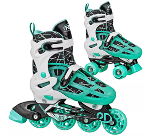 lot 281 image: Roller Derby Mint Prodigy Kids Adjustable Inline-Quad Combo Skates- Size 3-6