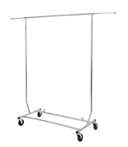 lot 340 image: Better Homes & Gardens 100lbs Heavy Duty Folding Adjustable Rolling Garment Rack